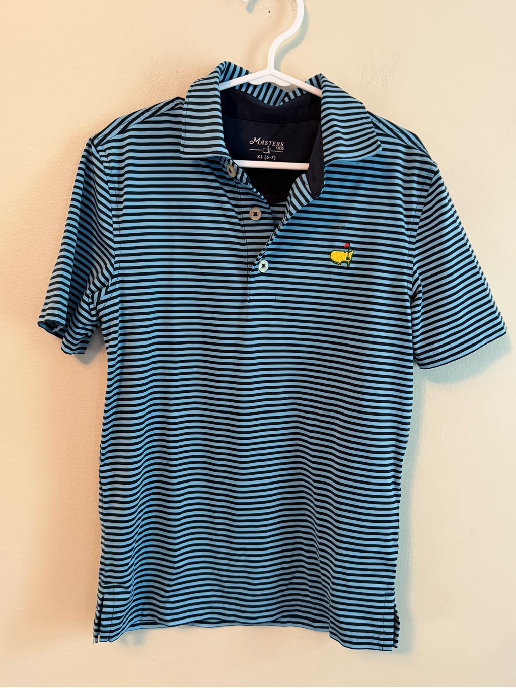 Masters Light Blue  Navy Striped Polo With Embroidered Logo